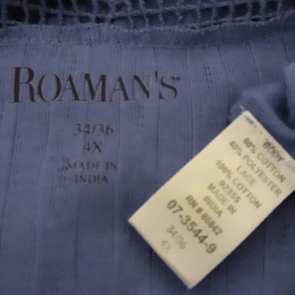 Roaman's Open Front Duster Top Crochet Lace Boho Lagenlook Plus Size 4X - Picture 6 of 6